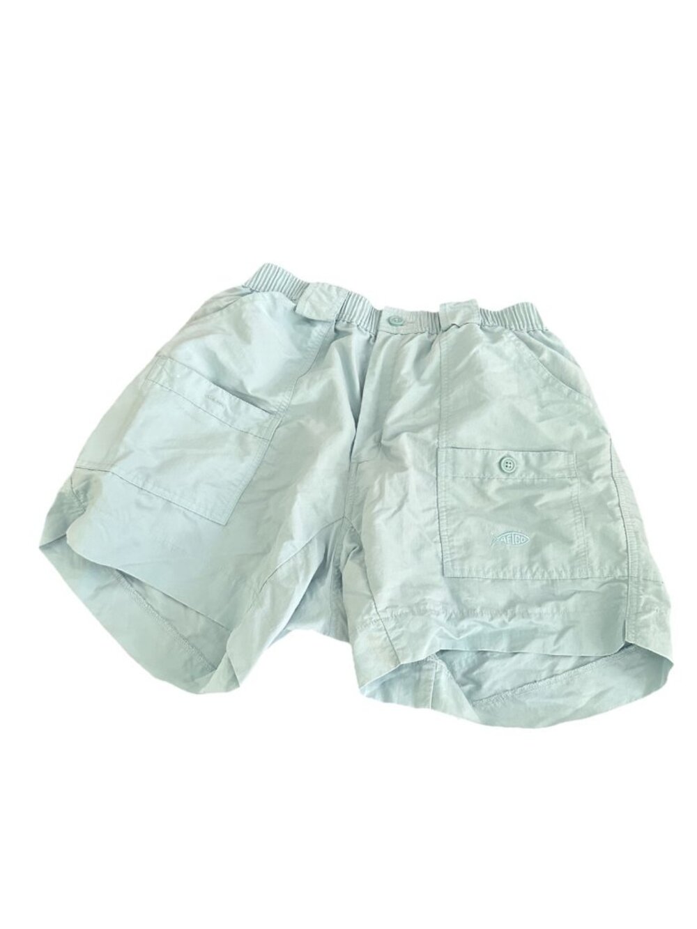 Aftco Shorts Mens 32 Cargo Pockets Fishing Elastic Waist Nylon Mint Green